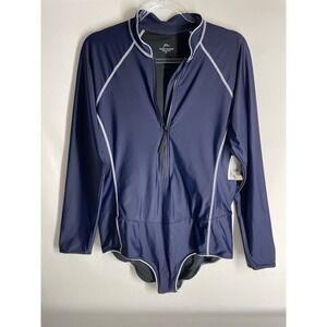 J Crew Navy Active zip-up long-sleeve one-piece Rash Guard Size 18 Swim NEW